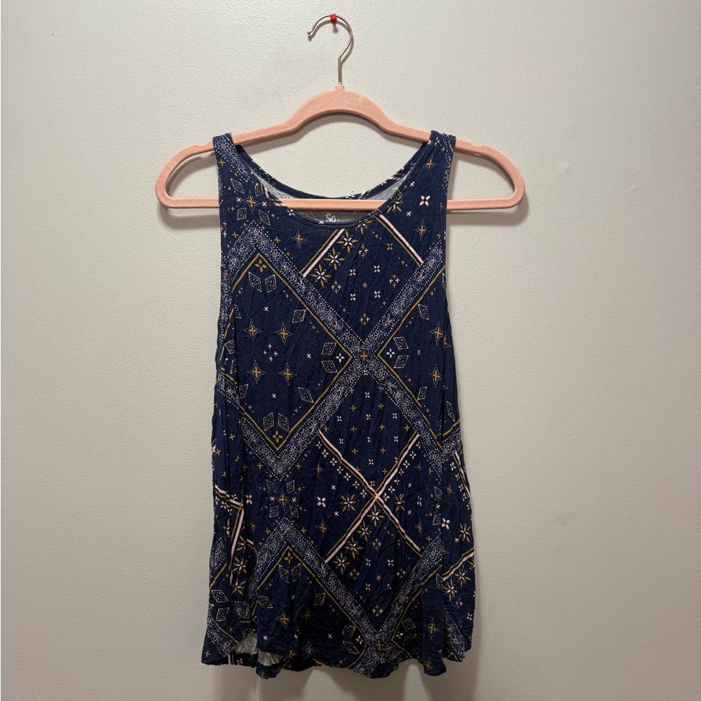 Navy Blue Patterned Top